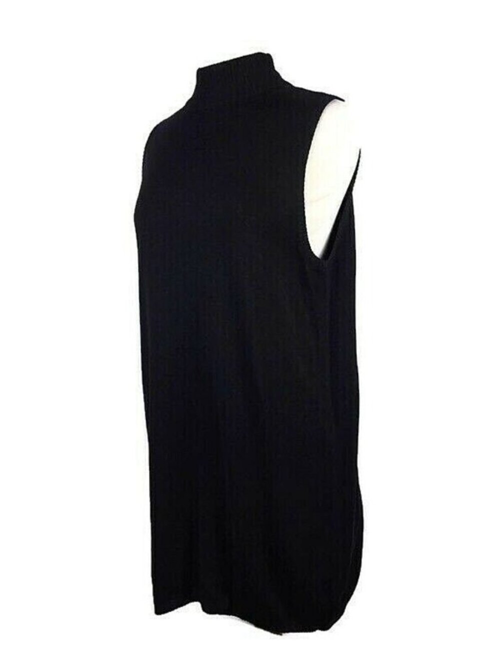 Rebecca Moses Black Sleeveless Mock Neck Knit Top Medium 100% Cotton Made In Ita